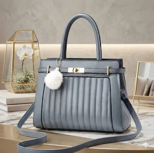 Grey_Synthetic_Leather_Handbag_For_Women