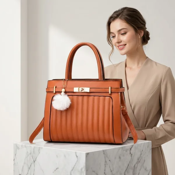 Orange_Synthetic_Leather_Handbag_For_Women