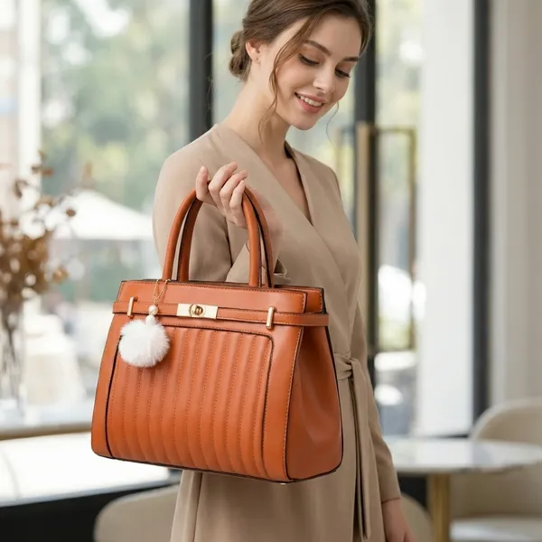Orange_Synthetic_Leather_Handbag_For_Women