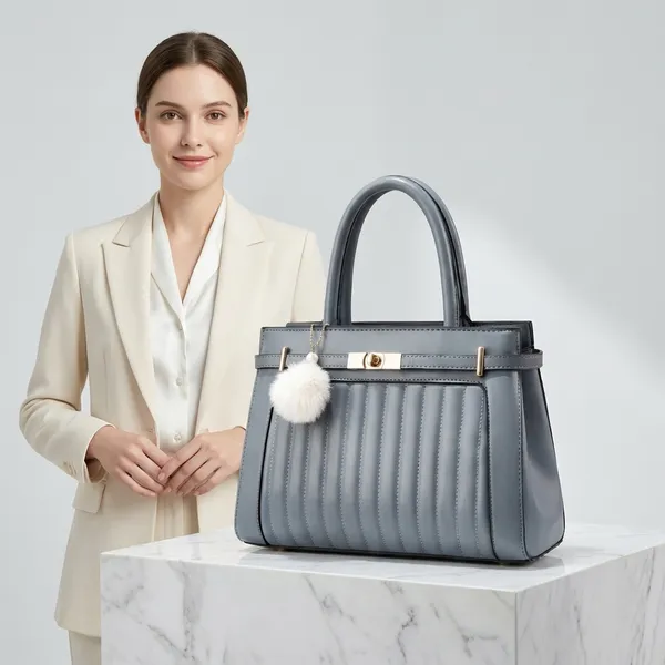 Grey_Synthetic_Leather_Handbag_For_Women