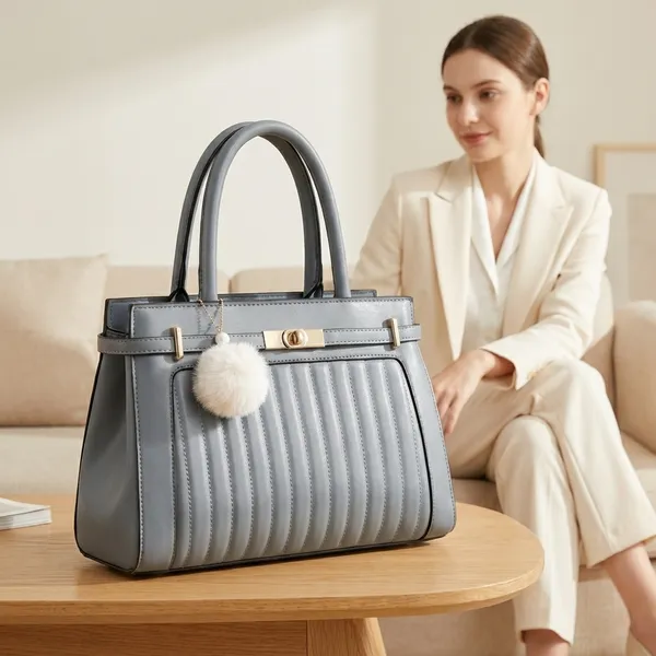 Grey_Synthetic_Leather_Handbag_For_Women