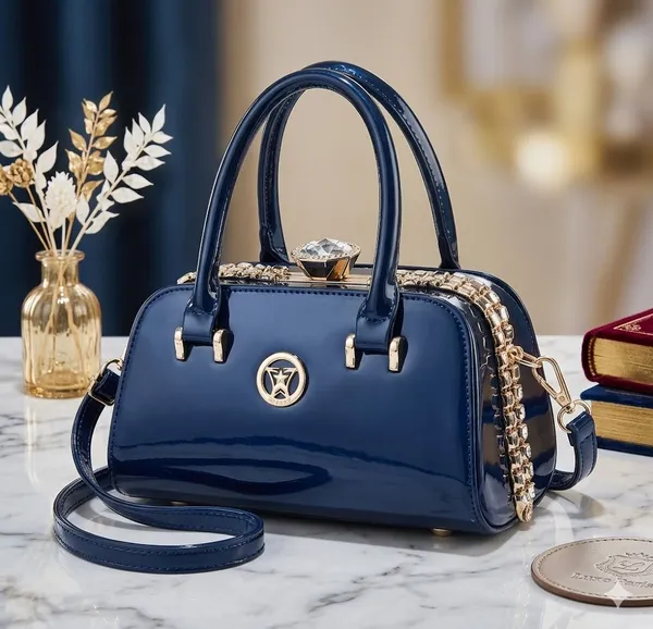 Blue_Patent_Leather_Handbag_For_Women