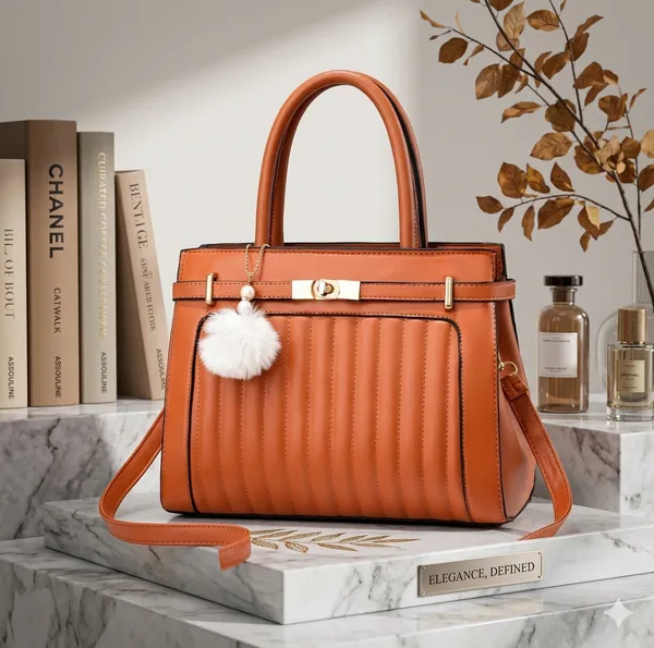 Orange_Synthetic_Leather_Handbag_For_Women