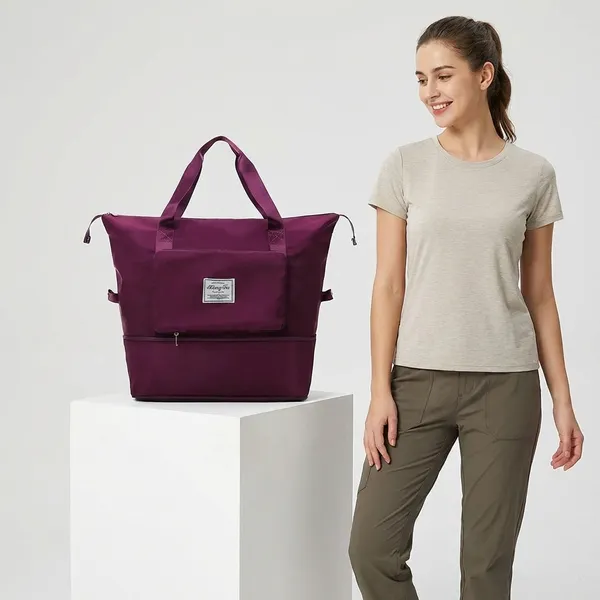 Purple_Water-Resistant_Oxford_Nylon_Tote_Bag_For_Travel