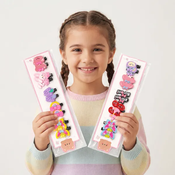 Kids_Hair_Clips_Set_-_Cute_Animal_&_Bow_Designs_(Pack_Of_10)