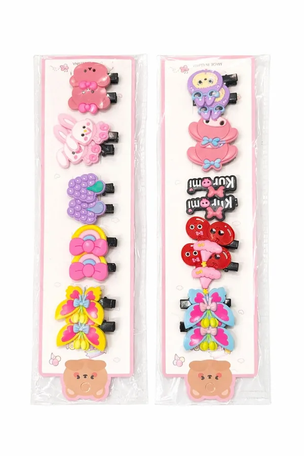 Kids_Hair_Clips_Set_-_Cute_Animal_&_Bow_Designs_(Pack_Of_10)