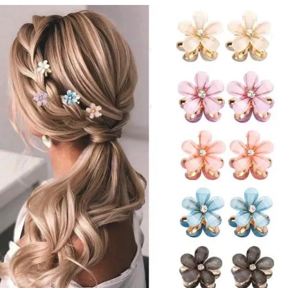 Floral_Hair_Clips_With_Crystal_Center_-_Set_Of_5_Pairs
