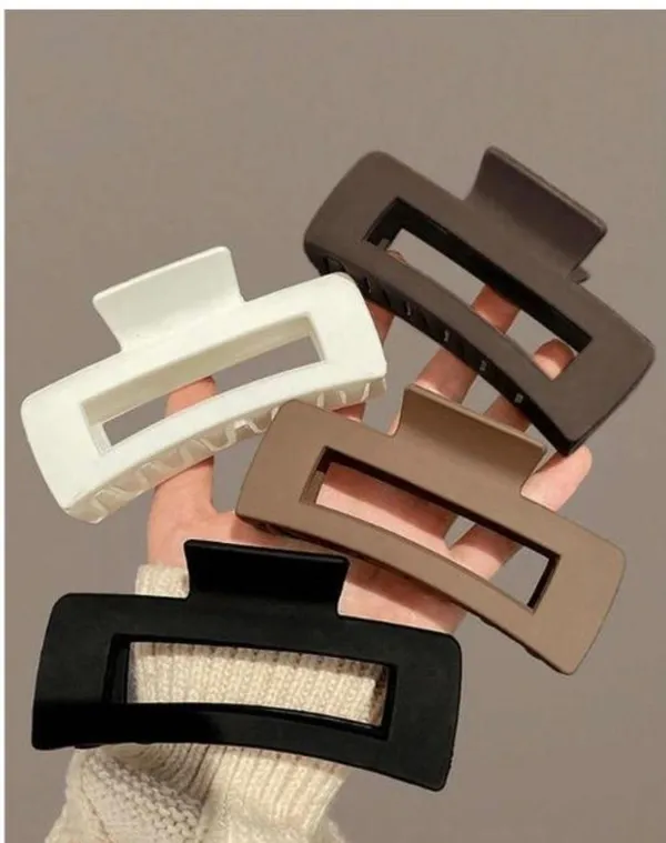 Matte_Finish_Hair_Claw_Clips_-_Set_Of_4_(White,_Black,_Brown,_Beige)