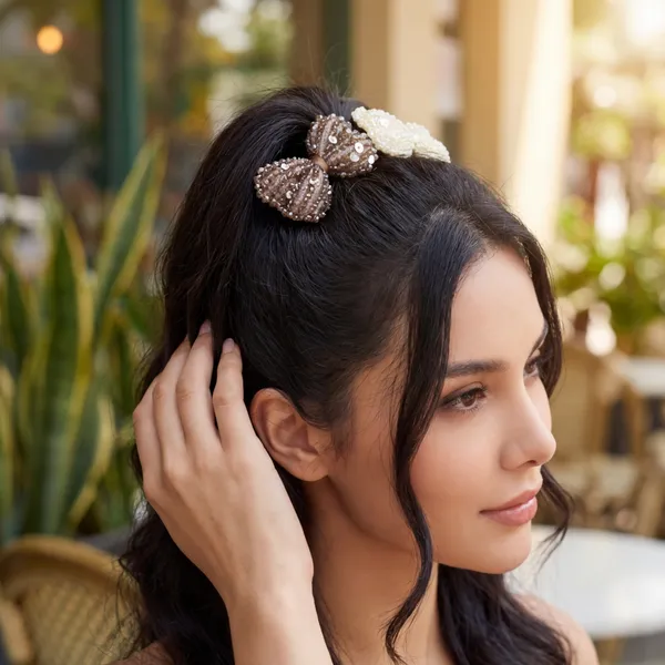 Sequin_Bow_Hair_Clips_-_Set_Of_2_(Brown_&_Cream)