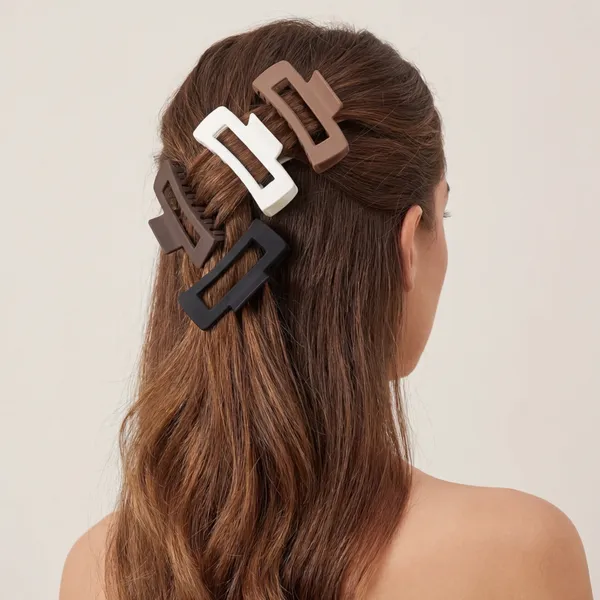 Matte_Finish_Hair_Claw_Clips_-_Set_Of_4_(White,_Black,_Brown,_Beige)
