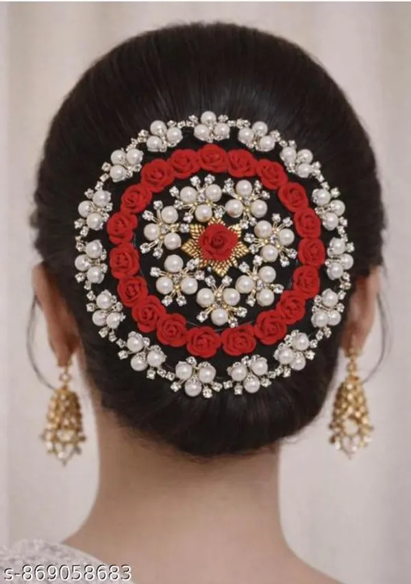 Bridal_Pearl_Bun_Cover_For_Women_Premium_Pearl_Embellished_Hair_Bun_Juda_Net_For_Wedding_Party_Traditional_Hairstyle_Combo_Pack_Set_Of_4_Juda_Pins_Available_In_Silver_And_Gold