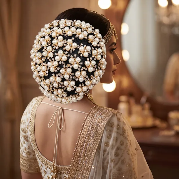 Bridal_Pearl_Bun_Cover_For_Women_Premium_Pearl_Embellished_Hair_Bun_Juda_Net_For_Wedding_Party_Traditional_Hairstyle_Combo_Pack_Set_Of_4_Juda_Pins_Available_In_Silver_And_Gold