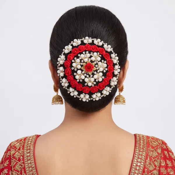Bridal_Pearl_Bun_Cover_For_Women_Premium_Pearl_Embellished_Hair_Bun_Juda_Net_For_Wedding_Party_Traditional_Hairstyle_Combo_Pack_Set_Of_4_Juda_Pins_Available_In_Silver_And_Gold