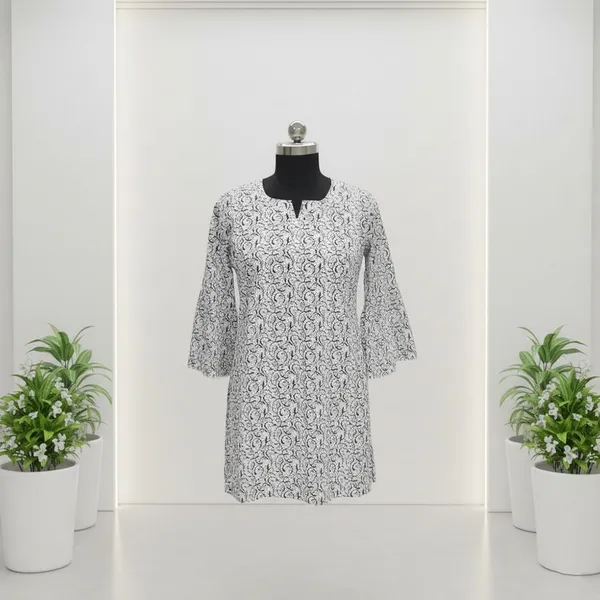 WHO_Women_Floral_Print_Straight_Kurta_(Black,_Grey)