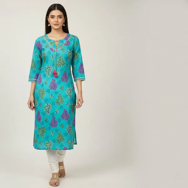 SRB_Corporation_Women_Floral_Print_Ethnic_Dress_Kurta_(Green)