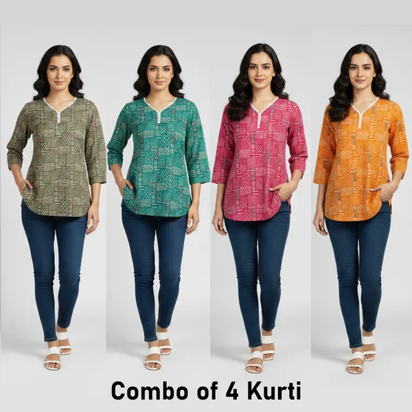 SRB_Corporation_Women_Geometric_Print,_Printed,_Embellished_A-line_Kurta_(Red,_Green,_Dark_Green,_Yellow)