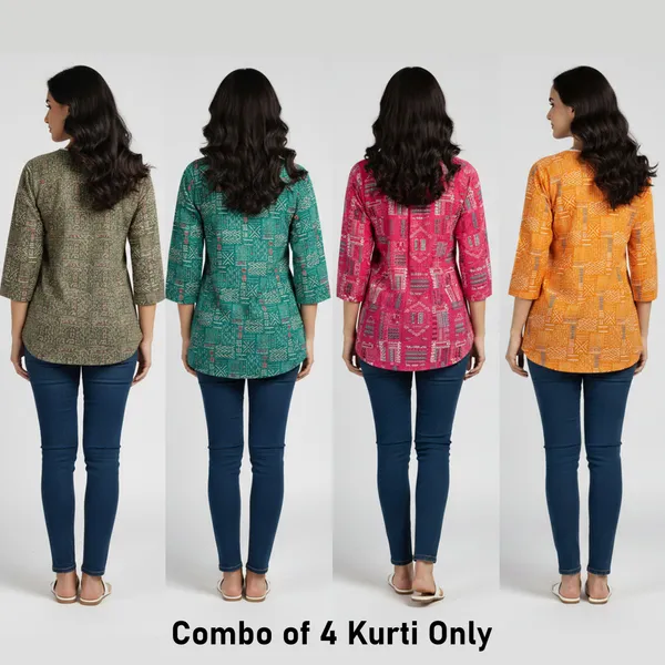 SRB_Corporation_Women_Geometric_Print,_Printed,_Embellished_A-line_Kurta_(Red,_Green,_Dark_Green,_Yellow)