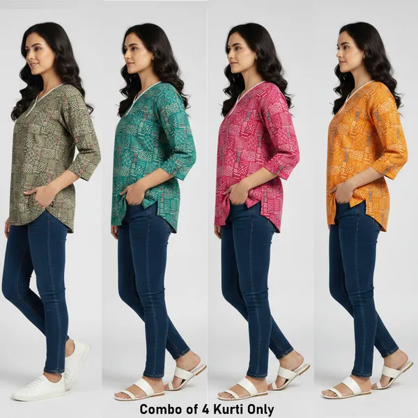 SRB_Corporation_Women_Geometric_Print,_Printed,_Embellished_A-line_Kurta_(Red,_Green,_Dark_Green,_Yellow)
