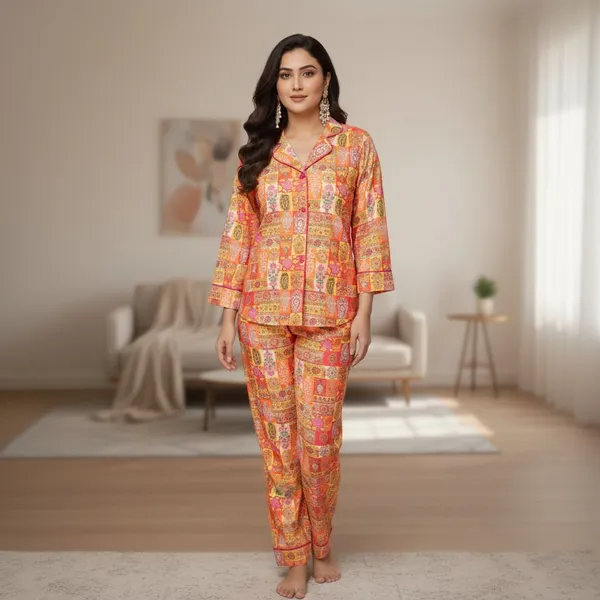SRB_Women_Printed,_Floral_Print,_Ethnic_Motifs_Multicolor_Shirt_&_Pyjama_set