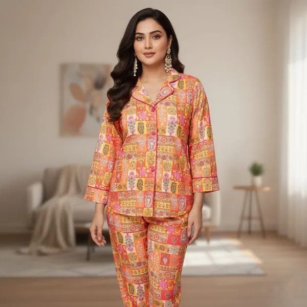 SRB_Women_Printed,_Floral_Print,_Ethnic_Motifs_Multicolor_Shirt_&_Pyjama_set
