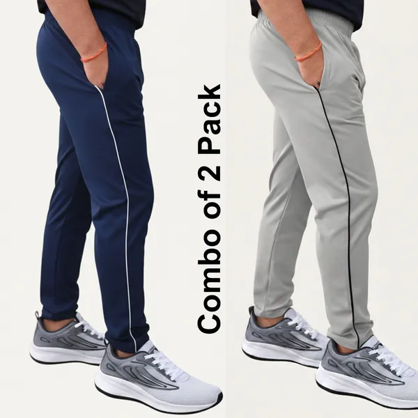 SRB_Corporation_Solid_Men_Dark_Blue,_Grey_Track_Pants