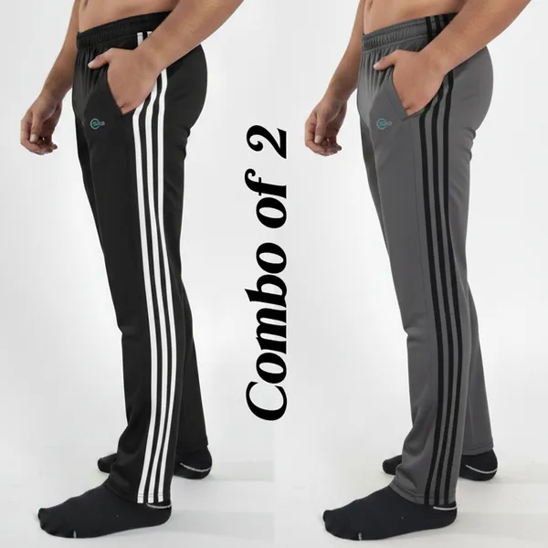 SRB_Corporation_Striped_Men_Black,_Grey_Track_Pants