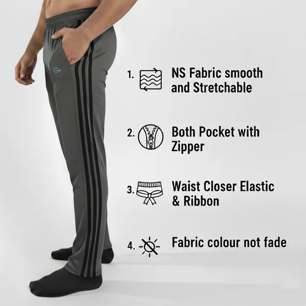 SRB_Corporation_Striped_Men_Black,_Grey_Track_Pants