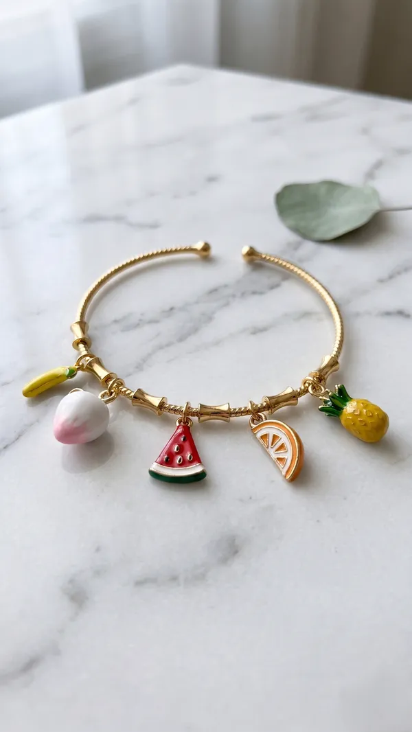 TGO_Premium_Gold_Plated_Fruit_Charm_Bracelet_For_Women