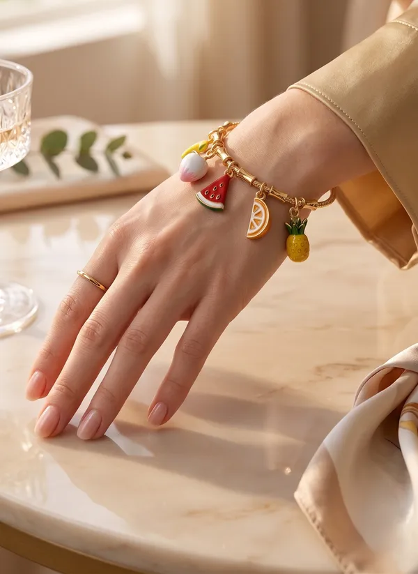 TGO_Premium_Gold_Plated_Fruit_Charm_Bracelet_For_Women