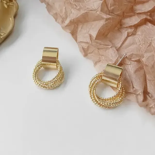 TGO_Gold_Textured_Double_Hoop_Drop_Earrings