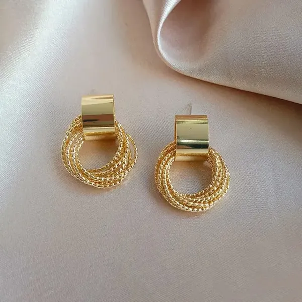 TGO_Gold_Textured_Double_Hoop_Drop_Earrings