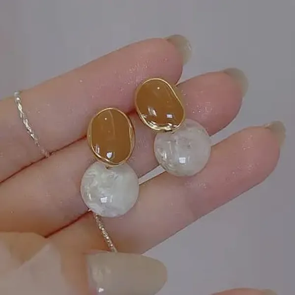 TGO_Golden_Amber_And_Marble_Drop_Earrings