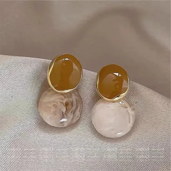 TGO_Golden_Amber_And_Marble_Drop_Earrings