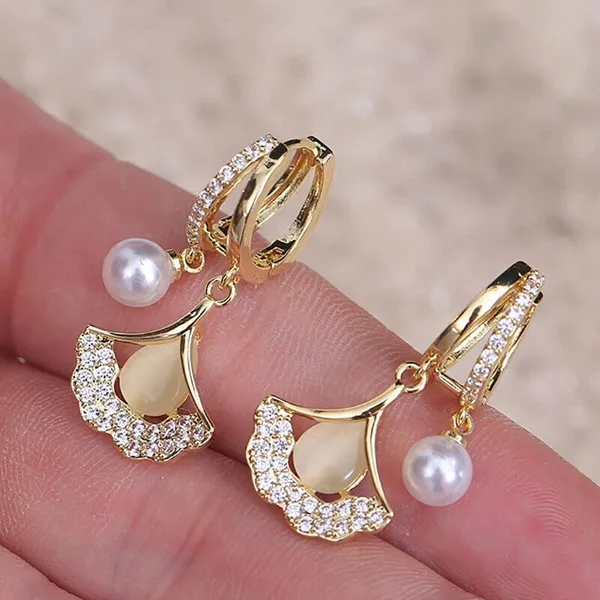 TGO_Vintage_Ginkgo_Leaf_Drop_Earrings
