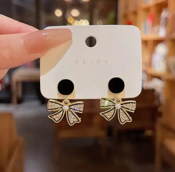 TGO_Chic_Bow_Pearl_Crystal_Stud_Earrings