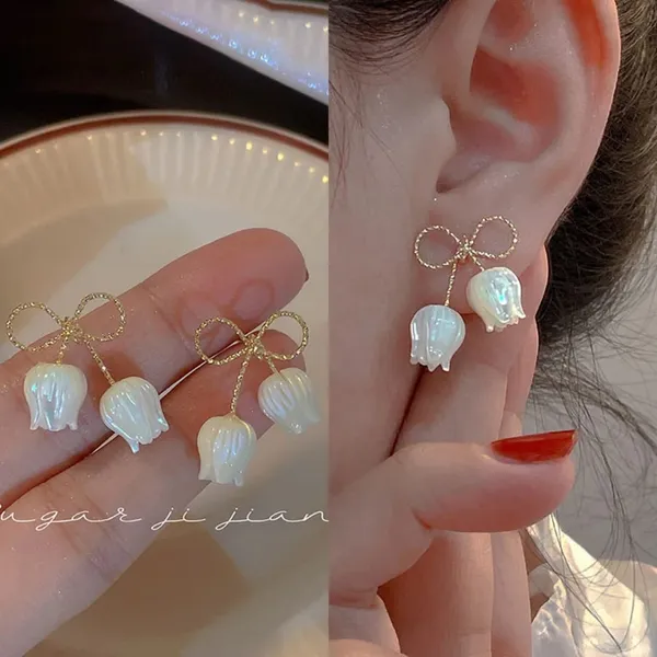 TGO_Chic_White_Tulip_Bow_Drop_Earrings