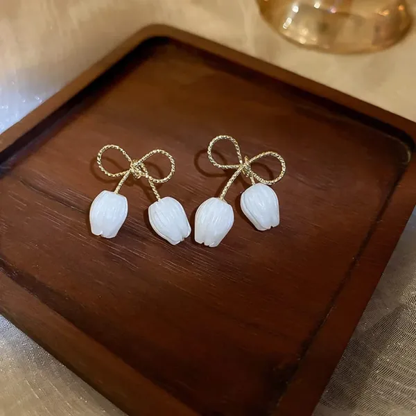 TGO_Chic_White_Tulip_Bow_Drop_Earrings