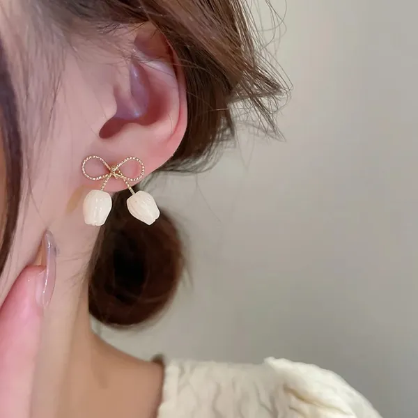 TGO_Chic_White_Tulip_Bow_Drop_Earrings