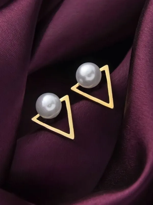 TGO_Modern_Geometric_Triangle_Pearl_Stud_Earrings