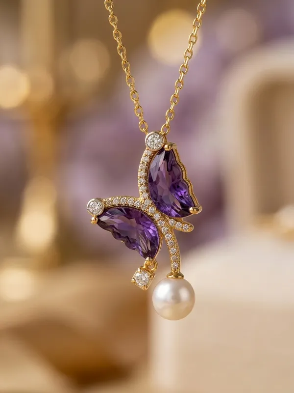 TGO_Elegant_Butterfly_Pearl_Pendant_Necklace
