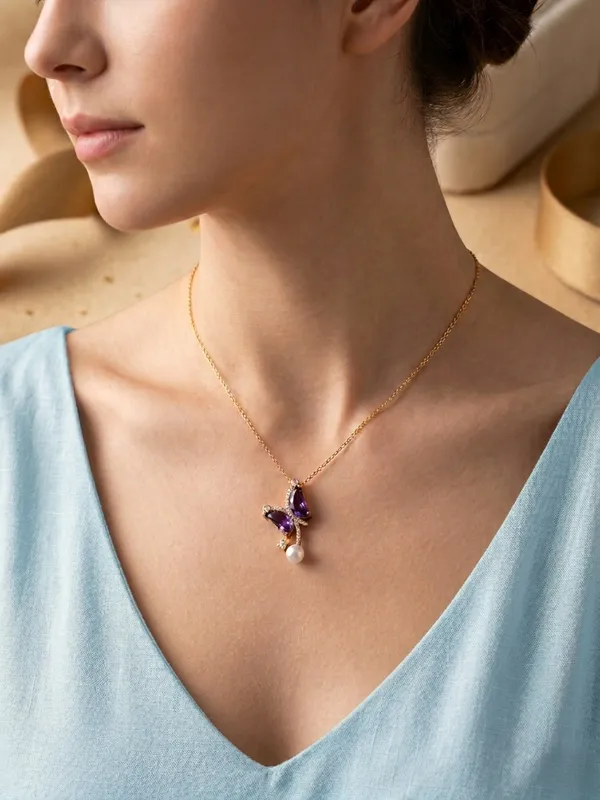 TGO_Elegant_Butterfly_Pearl_Pendant_Necklace