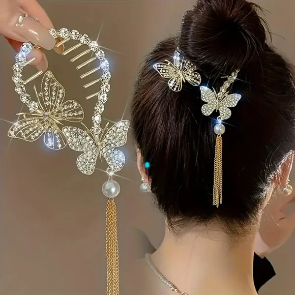 TGO_Dazzling_Silver_Butterfly_Birdcage_Bun_Holder