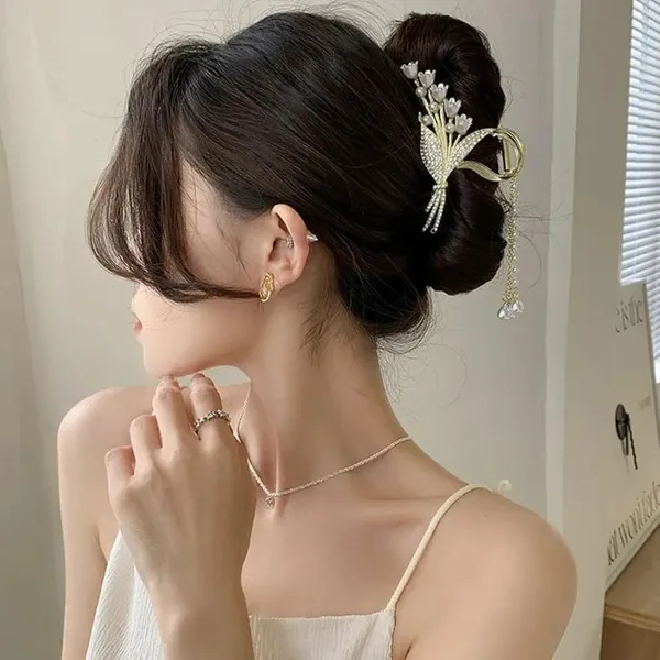 TGO_Luxury_Lily_Of_The_Valley_Floral_Bouquet_Hair_Claw_Clip