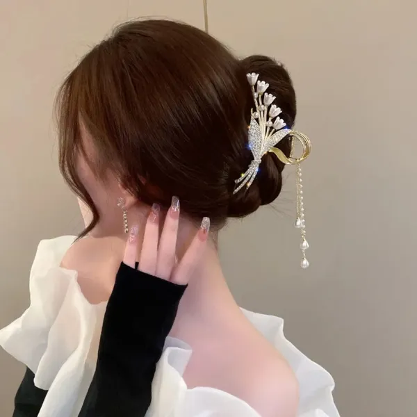 TGO_Luxury_Lily_Of_The_Valley_Floral_Bouquet_Hair_Claw_Clip