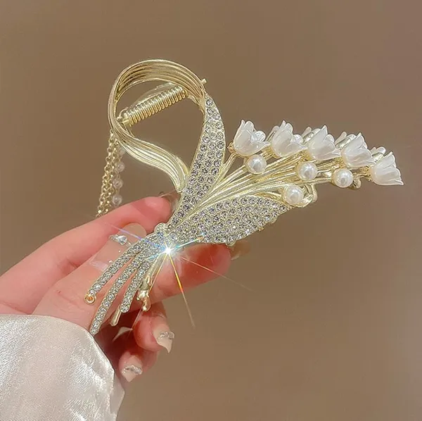 TGO_Luxury_Lily_Of_The_Valley_Floral_Bouquet_Hair_Claw_Clip