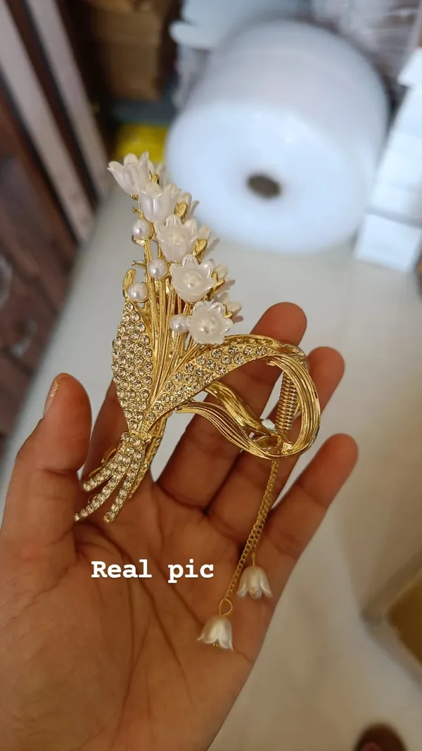 TGO_Luxury_Lily_Of_The_Valley_Floral_Bouquet_Hair_Claw_Clip