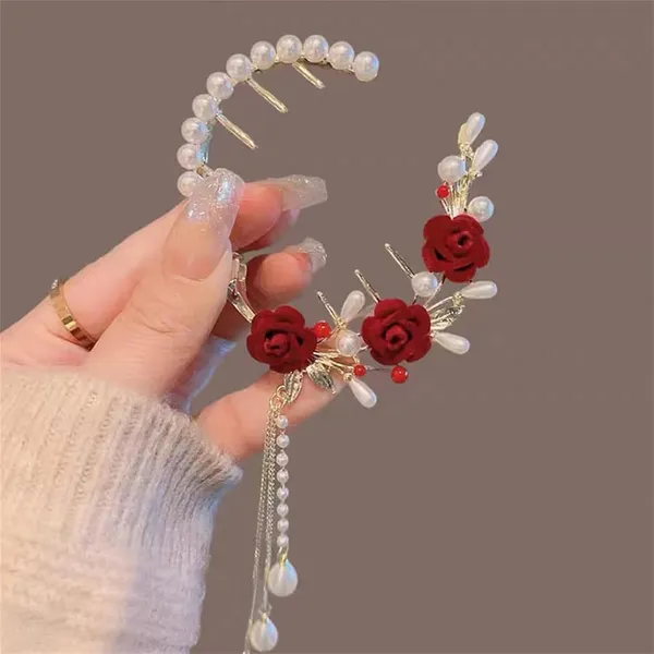 TGO_Velvet_Red_Rose_And_Pearl_Birdcage_Hair_Bun_Holde