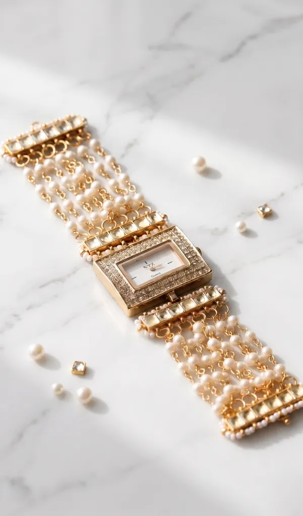 TGO_Luxury_Gold-Plated_Pearl_Chain_Designer_Bracelet_Watch_For_Women