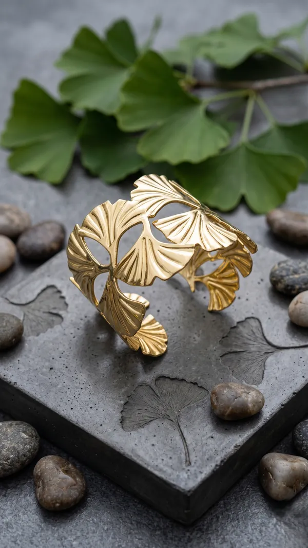 TGO_Golden_Ginkgo_Leaf_Statement_Cuff_Bracelet