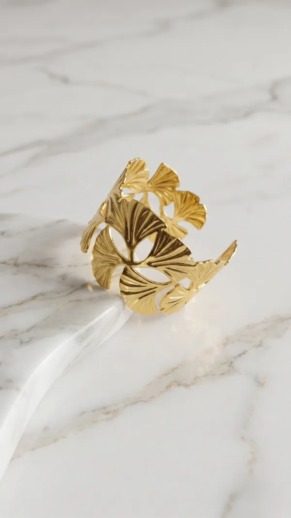 TGO_Golden_Ginkgo_Leaf_Statement_Cuff_Bracelet
